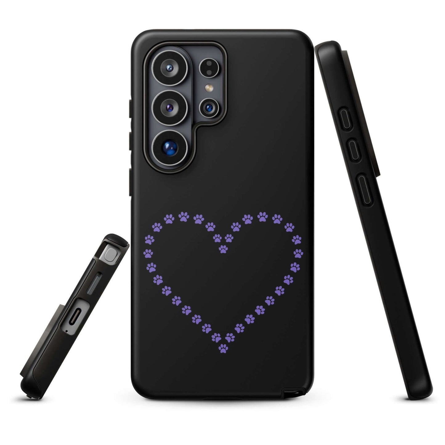 Phone Case for Samsung Galaxy with paw print heart design for pet lovers; durable and perfect for cat and dog enthusiasts.