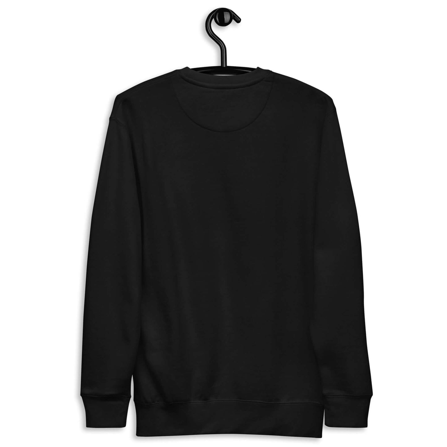 Back view of a Women's Peace, Love, Pickleball Premium Sweatshirt in black, ideal for comfort and style.