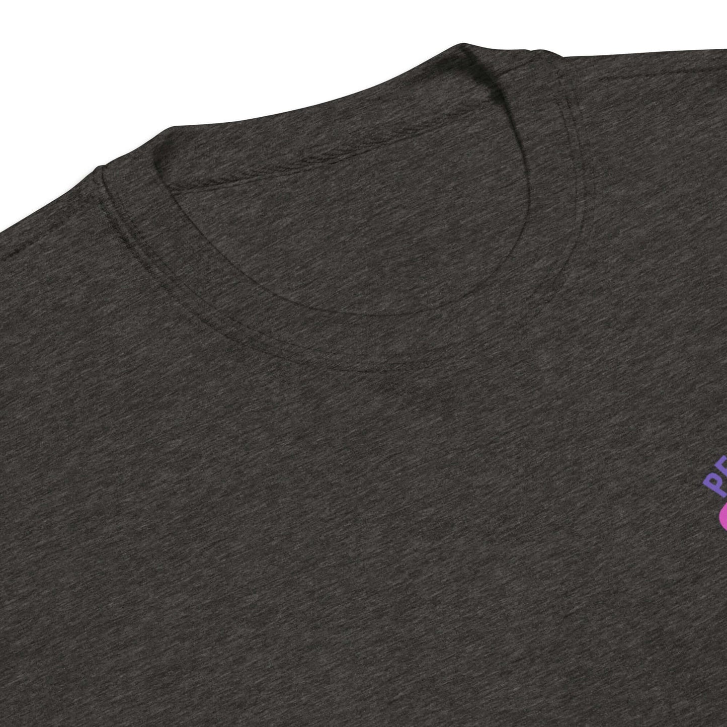 Close-up of the Women's Peace, Love, Pickleball Premium Sweatshirt showing the collar and graphic design detail.