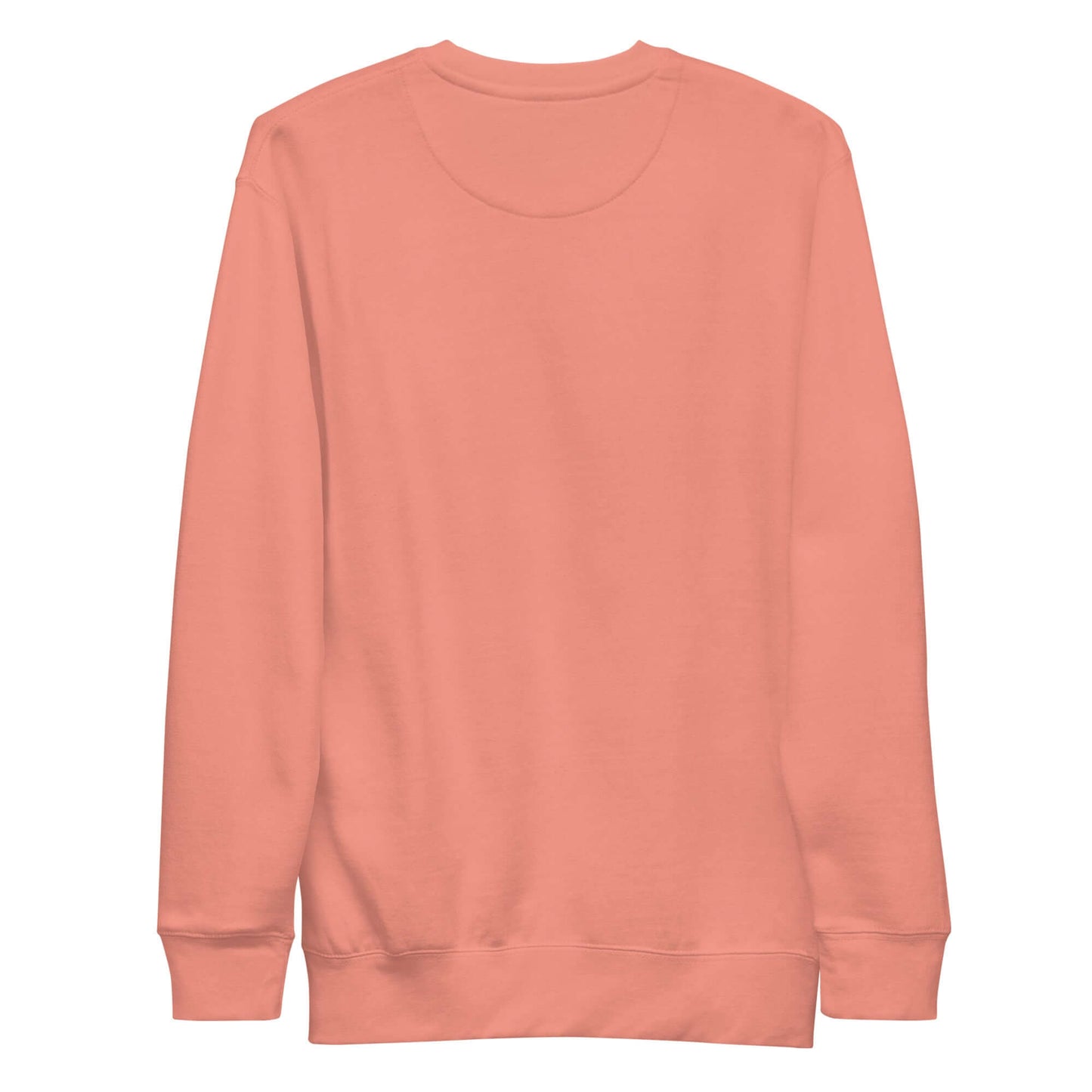 Back view of Women's Peace, Love, Pickleball Premium Sweatshirt in coral color, perfect for casual wear.