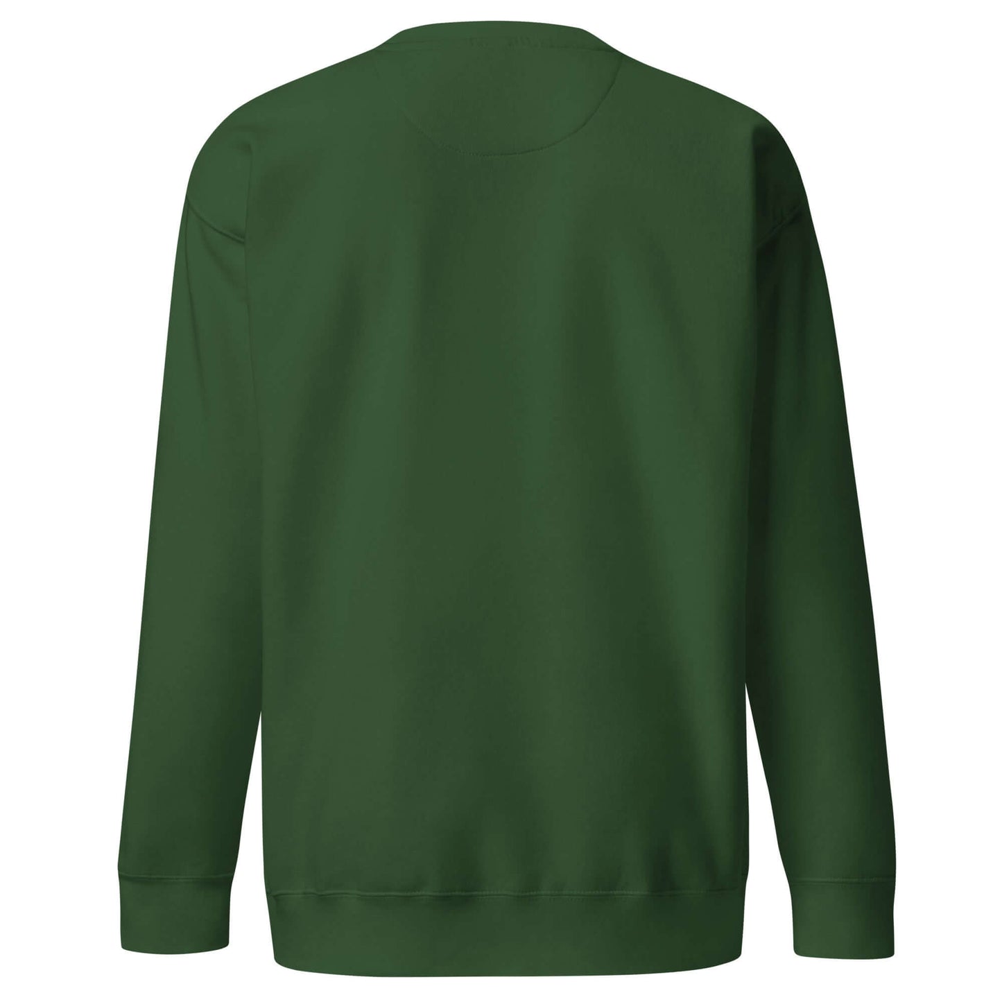 Back view of a Women's Peace, Love, Pickleball Premium Sweatshirt in dark green, perfect for comfort and style.