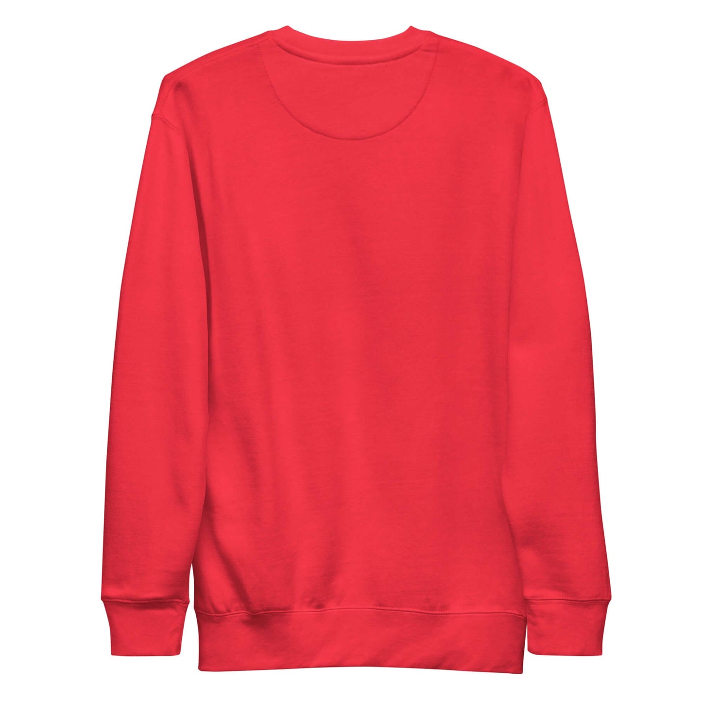 Back view of a red Women's Peace, Love, Pickleball Premium Sweatshirt, perfect for casual wear and pickleball enthusiasts.