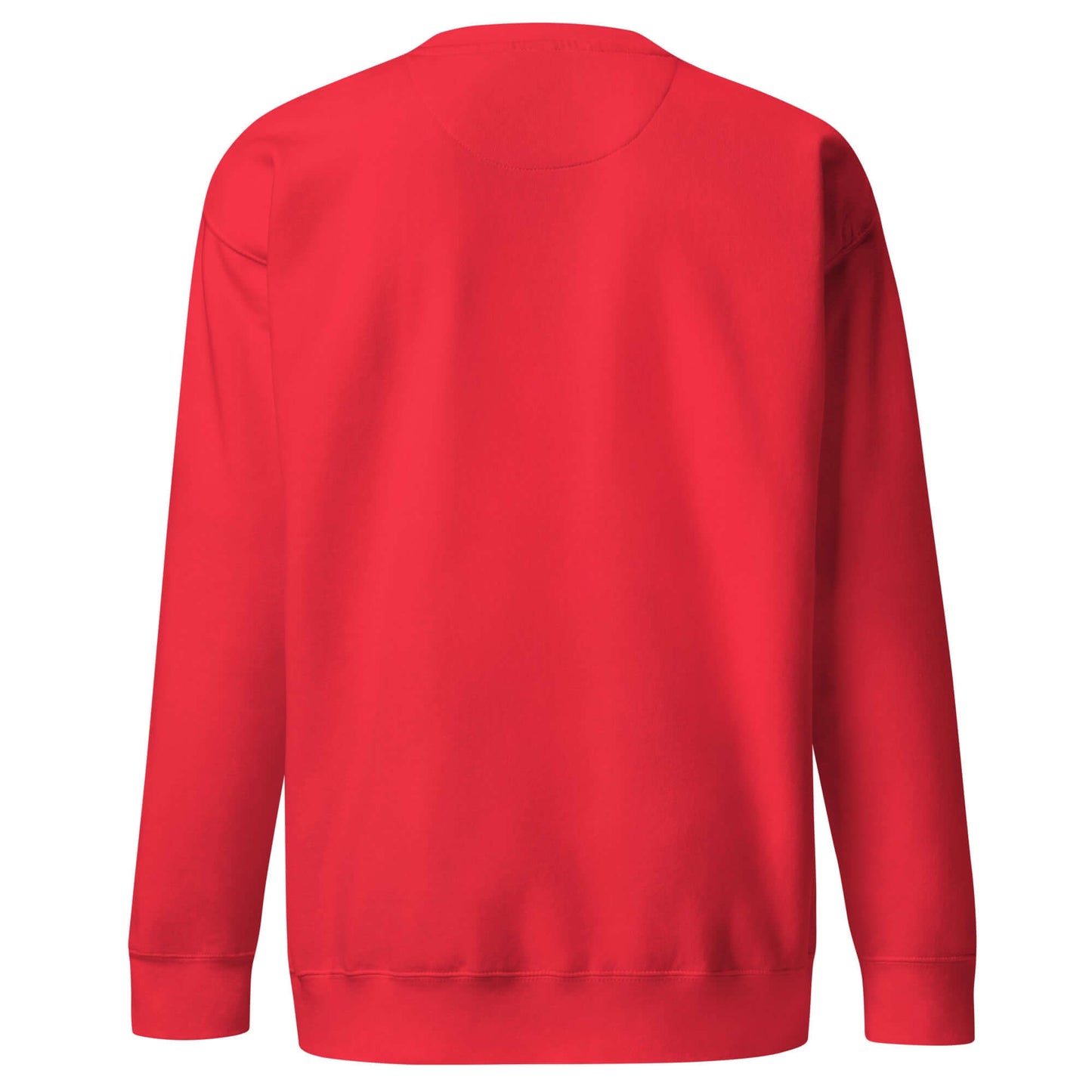 Back view of a red Women's Peace, Love, Pickleball Premium Sweatshirt, perfect for comfort and style on or off the court.