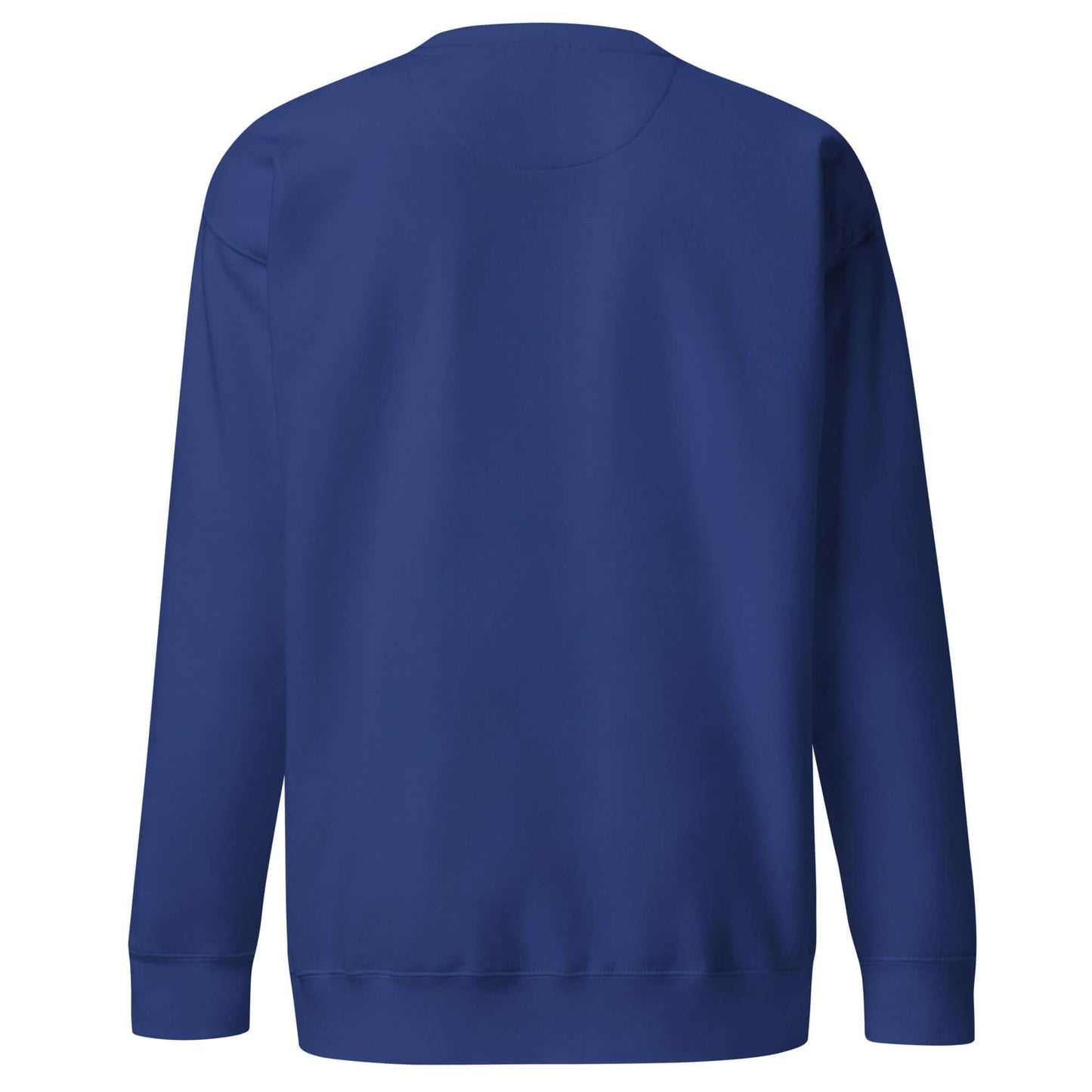Back view of Women's Peace, Love, Pickleball Premium Sweatshirt in blue, perfect for casual wear.