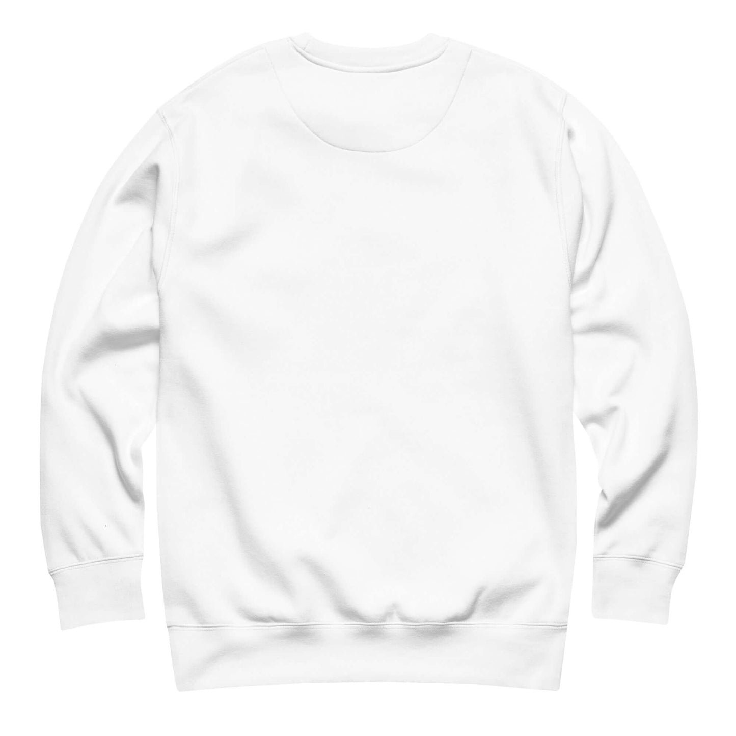Back view of a Women's Peace, Love, Pickleball Premium Sweatshirt in white, perfect for casual wear.