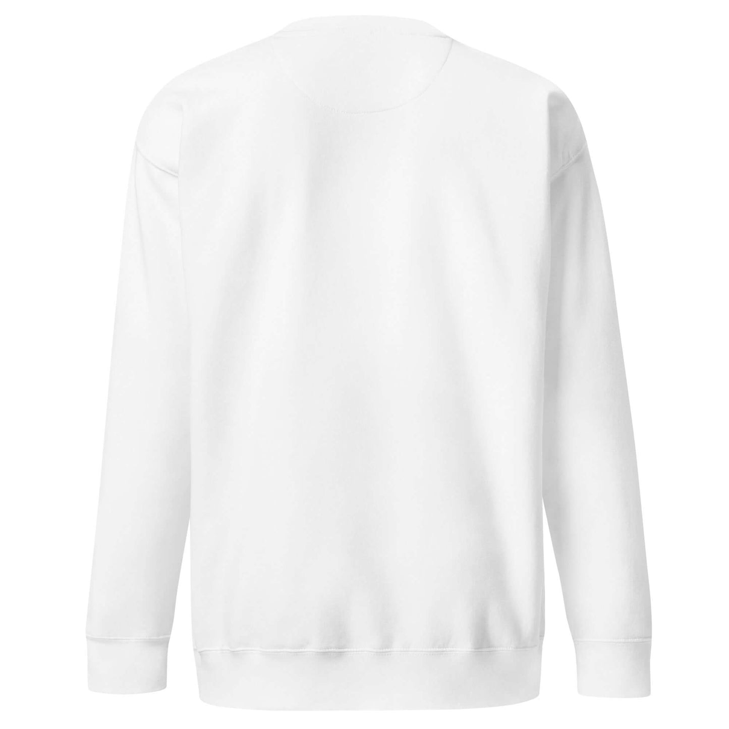 Back view of Women's Peace, Love, Pickleball Premium Sweatshirt in white, perfect for casual wear and pickleball enthusiasts.