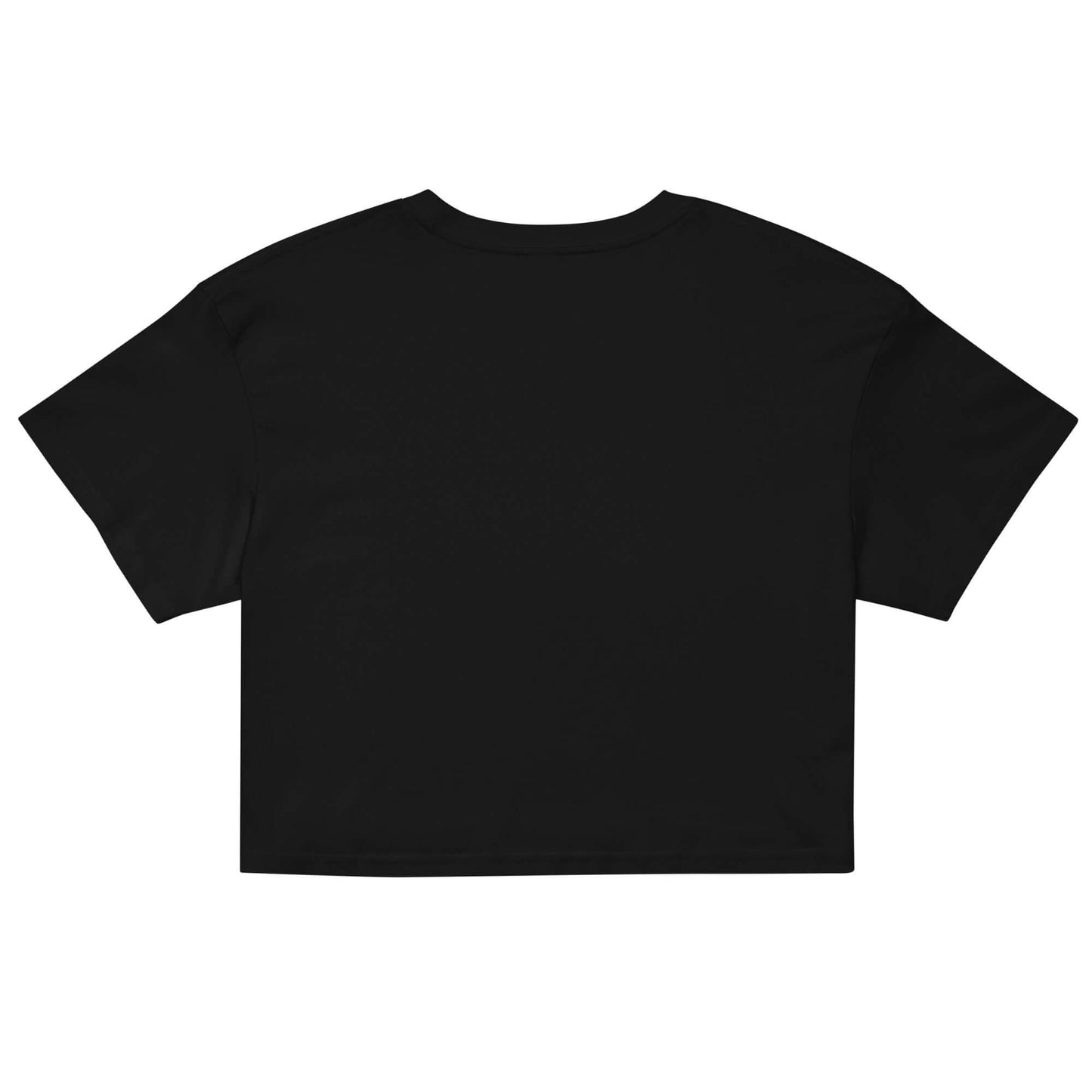 Back view of Women's Peace, Love, Pickleball Crop Top in black, showcasing its trendy style and comfortable fit.