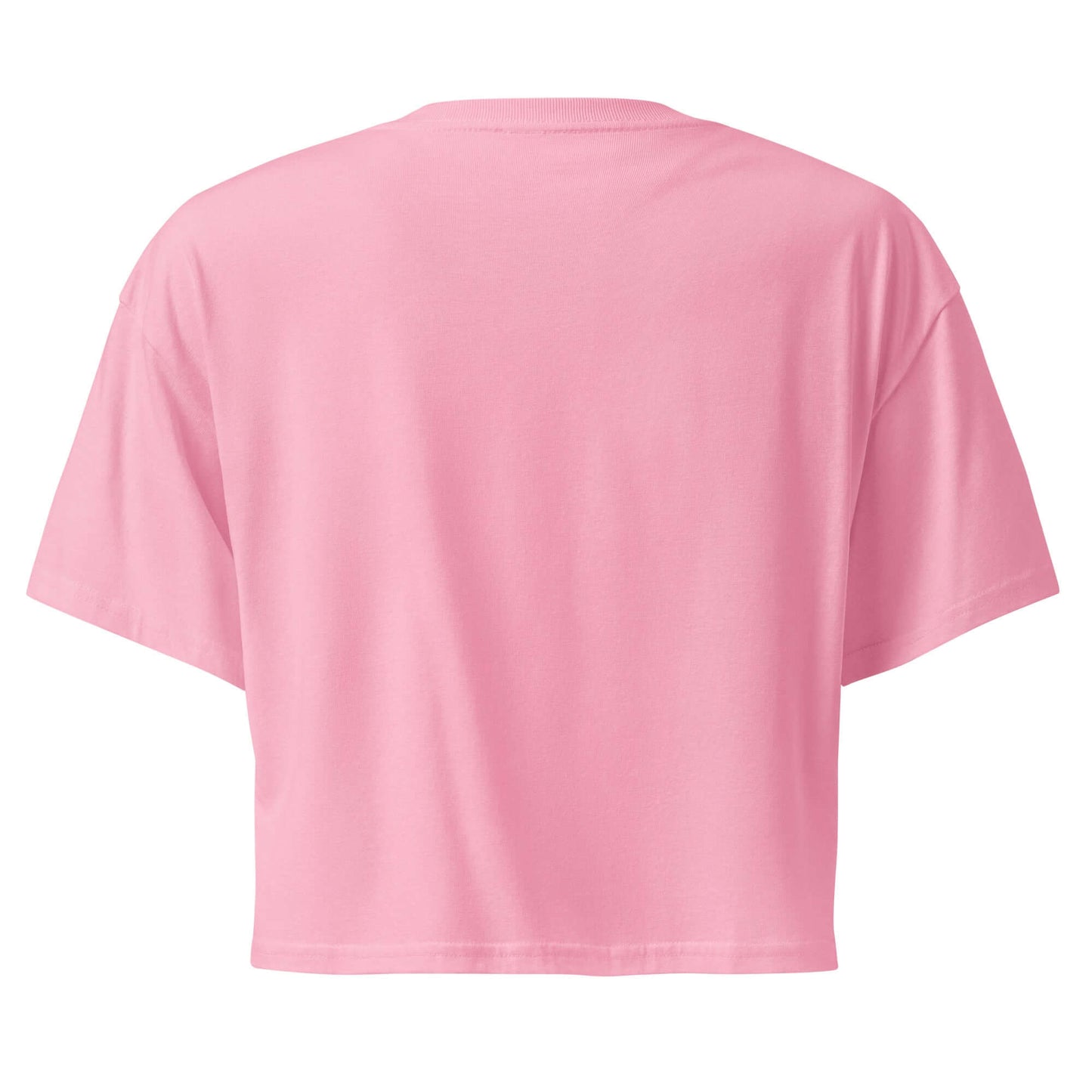 Back view of a women's pink crop top, perfect for expressing love for pickleball and staying chic.
