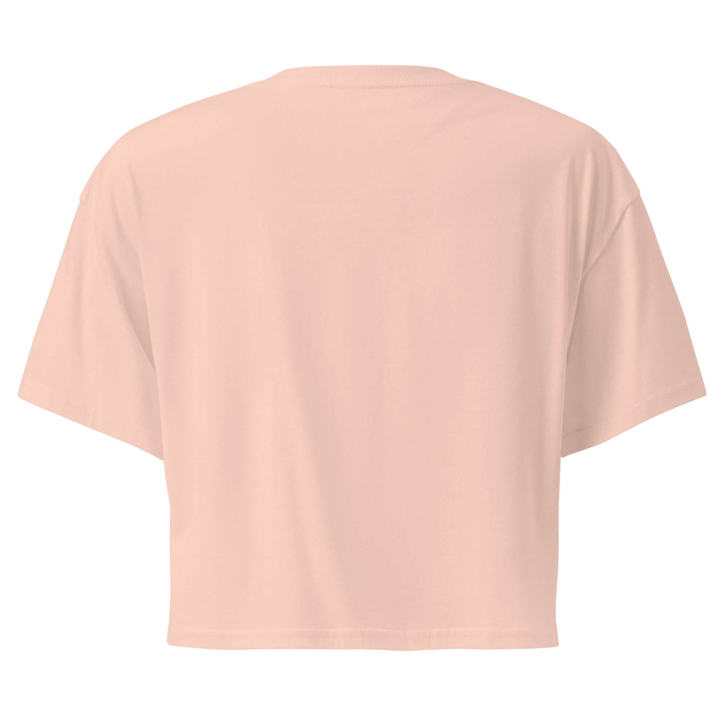 Back view of Women's Peace, Love, Pickleball Crop Top in soft pink, perfect for stylish pickleball enthusiasts.