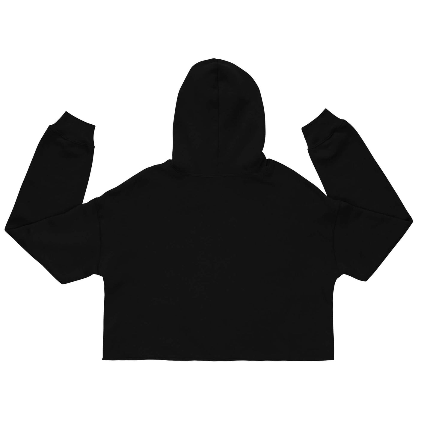 Back view of Women's Peace, Love, Pickleball Crop Hoodie in black with a stylish cropped design and hood.