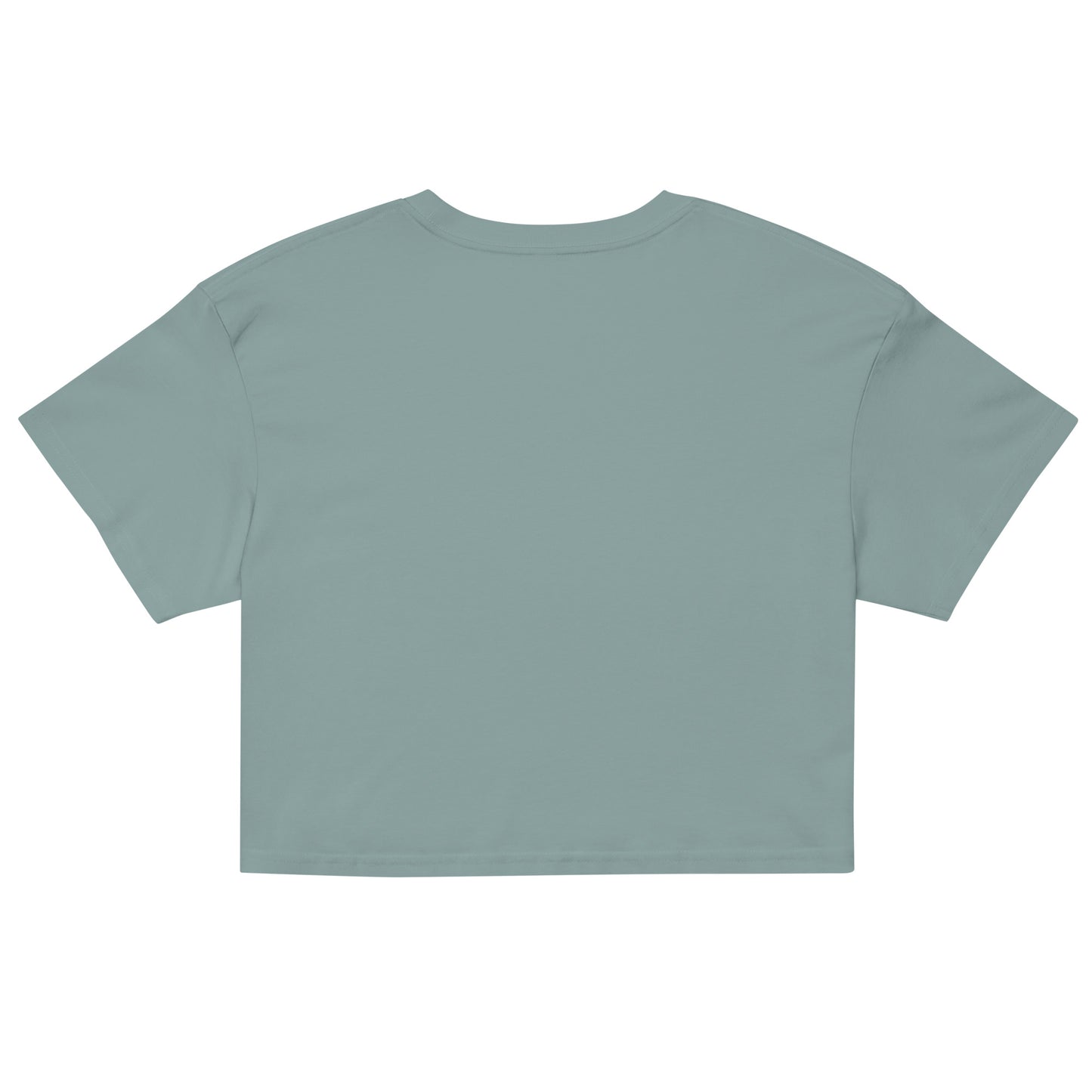 Back view of Women's LOVE Pickleball Crop Top in soft green, showcasing stylish and comfortable design.