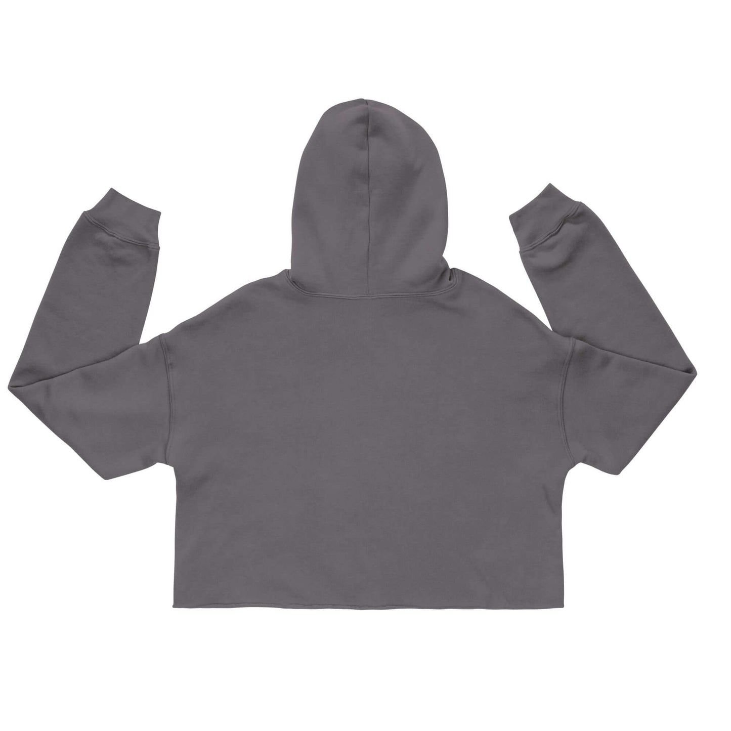 Back view of Women's Peace, Love, Pickleball Crop Hoodie in grey, featuring a hood and cropped design.