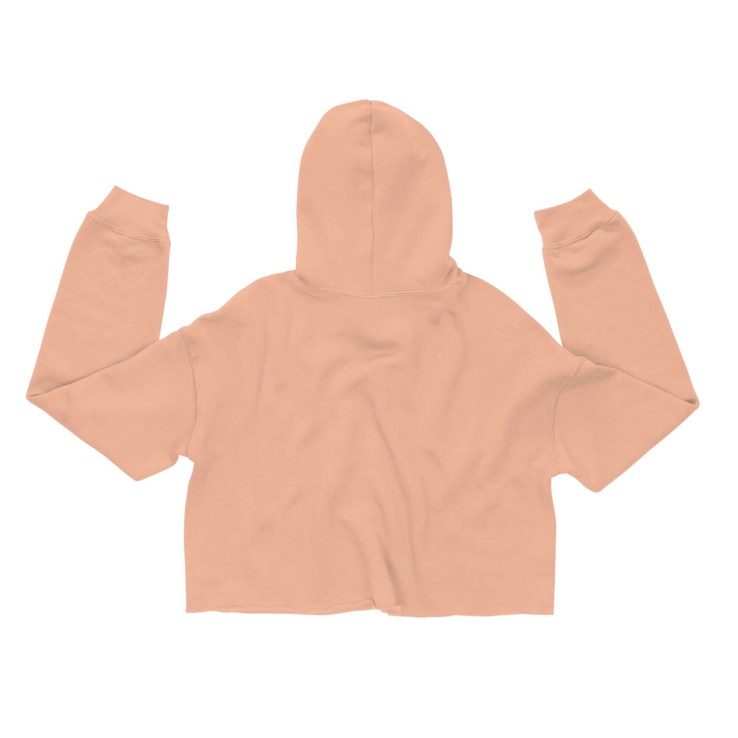 Back view of Women's Peace, Love, Pickleball Crop Hoodie in soft peach, featuring a cropped fit and hood.