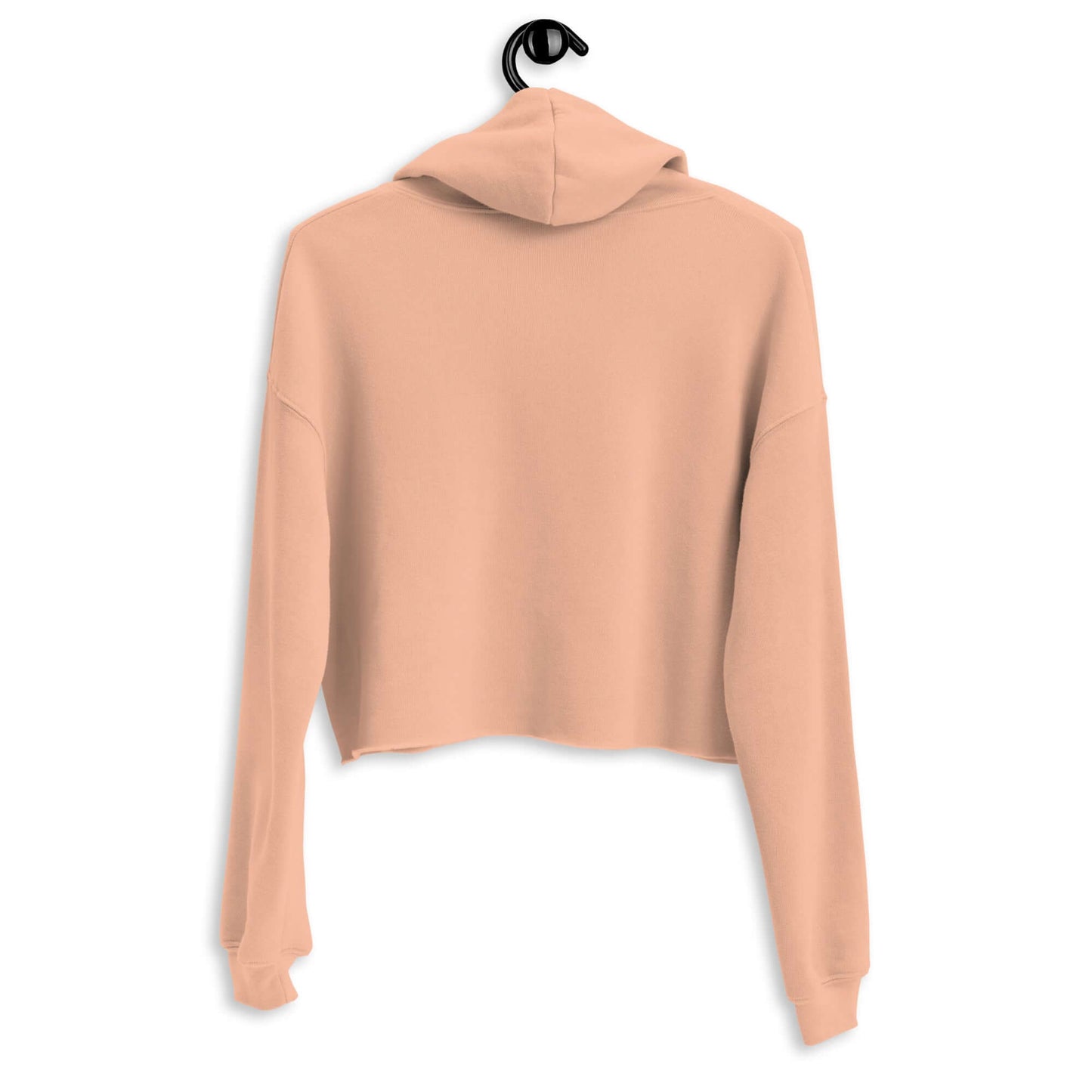 Back view of Women's Peace, Love, Pickleball Crop Hoodie in soft peach color, showcasing cropped fit and hoodie.
