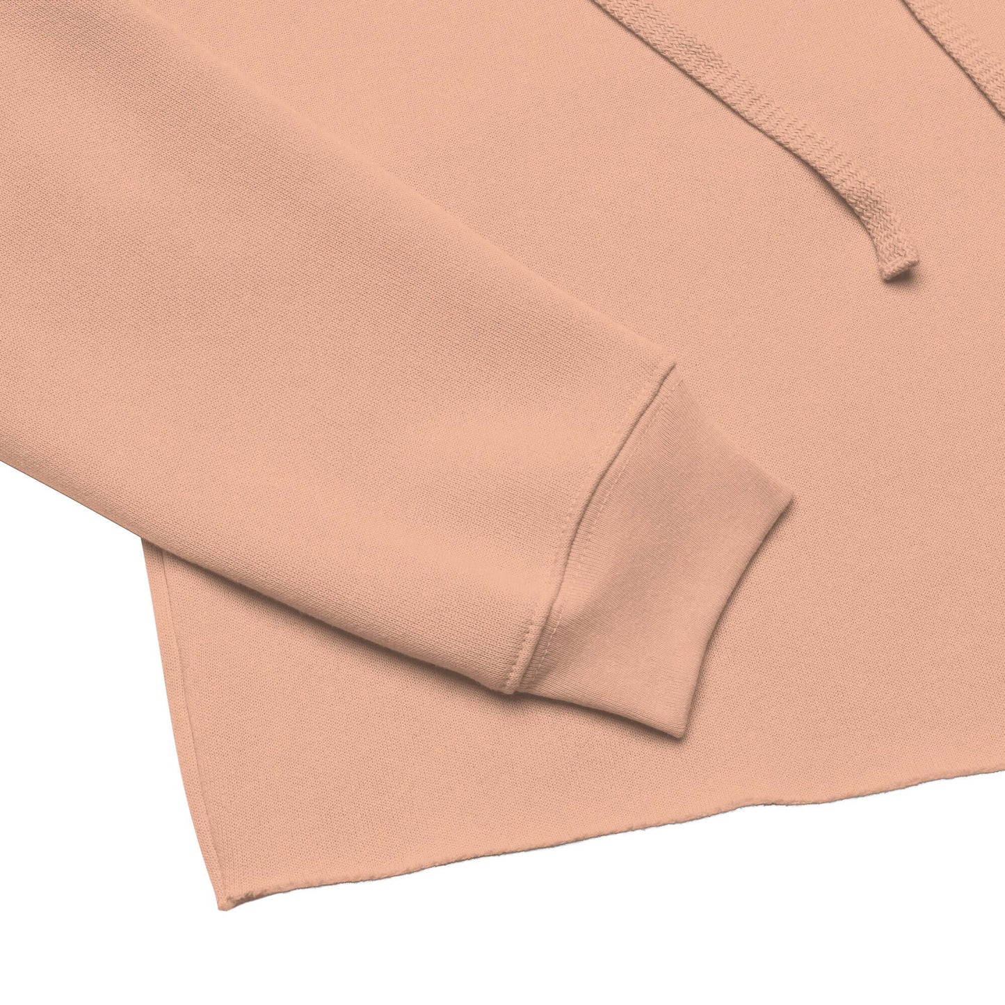Close-up of Women's Peace, Love, Pickleball Crop Hoodie showing sleeve and raw hem detail in soft beige.