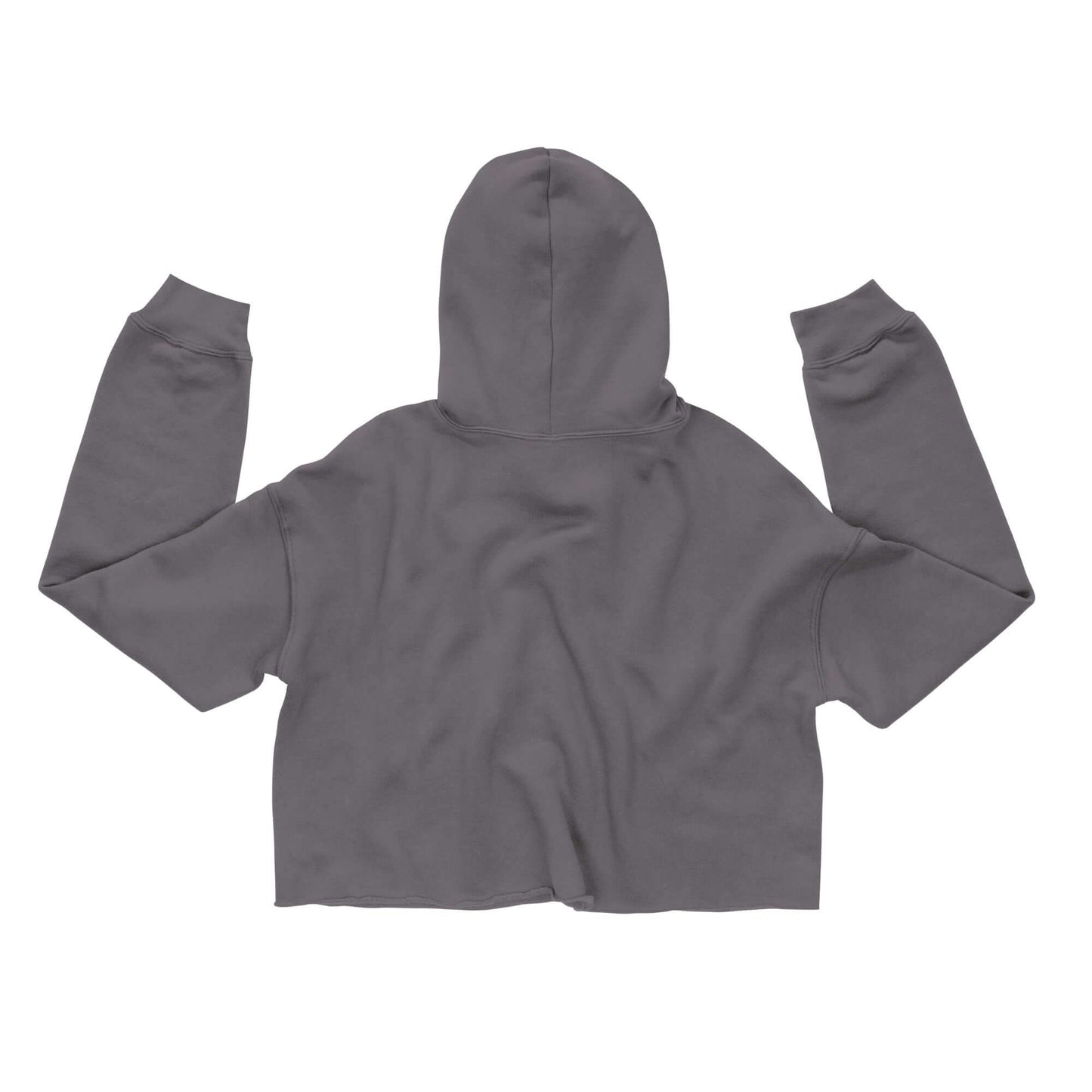Women's gray crop hoodie with a hood and raw hem, perfect for pickleball style and comfort.