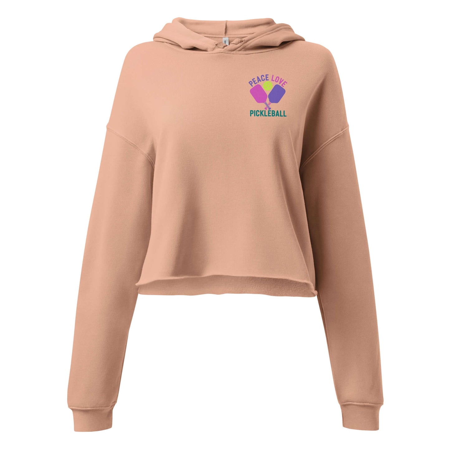 Women's Peace Love Pickleball Crop Hoodie with a trendy design and relaxed fit, perfect for style on or off the court.