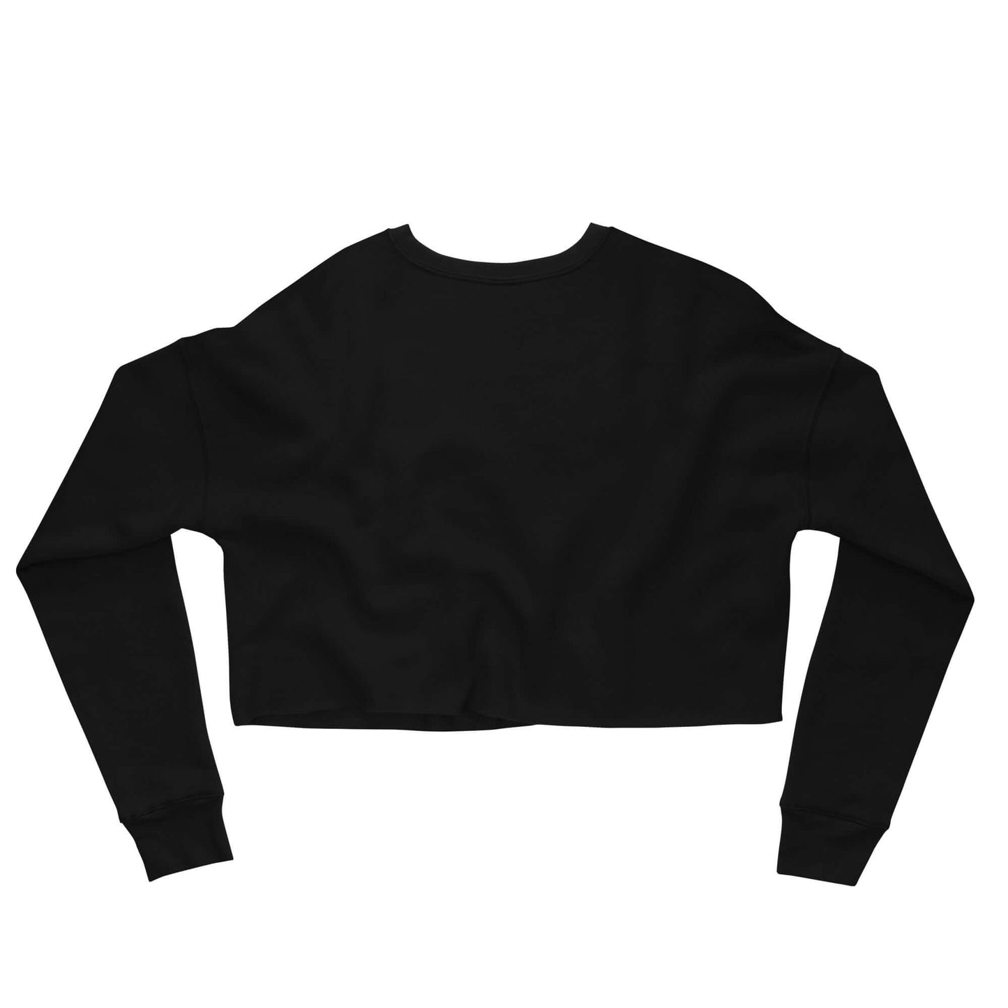 Back view of a women's black crop sweatshirt designed for fashionable pickleball enthusiasts.