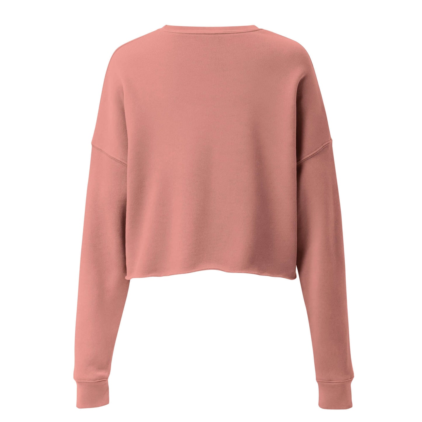 Back view of Women's Peace, Love, Pickleball Crop Sweatshirt in soft pink, featuring a stylish and cozy cropped design.