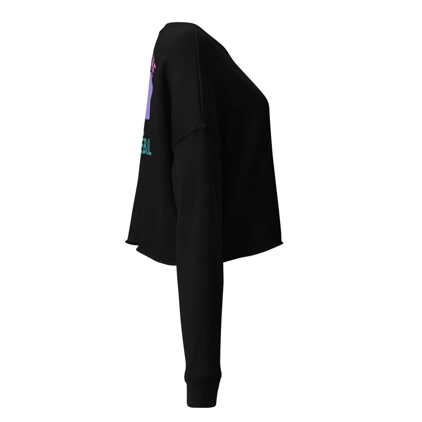 Side view of Women's Peace, Love, Pickleball Crop Sweatshirt, stylish and comfortable for pickleball fans.