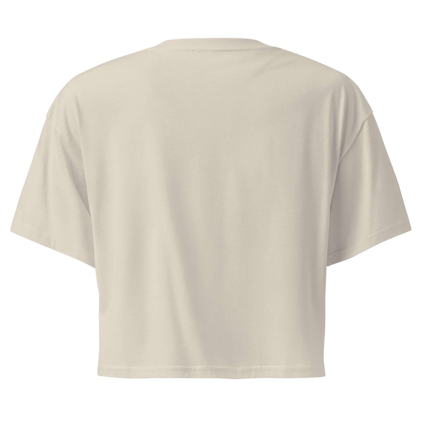 Back view of Women's Peace, Love, Pickleball Crop Top in light color, showcasing its relaxed fit and stylish design.