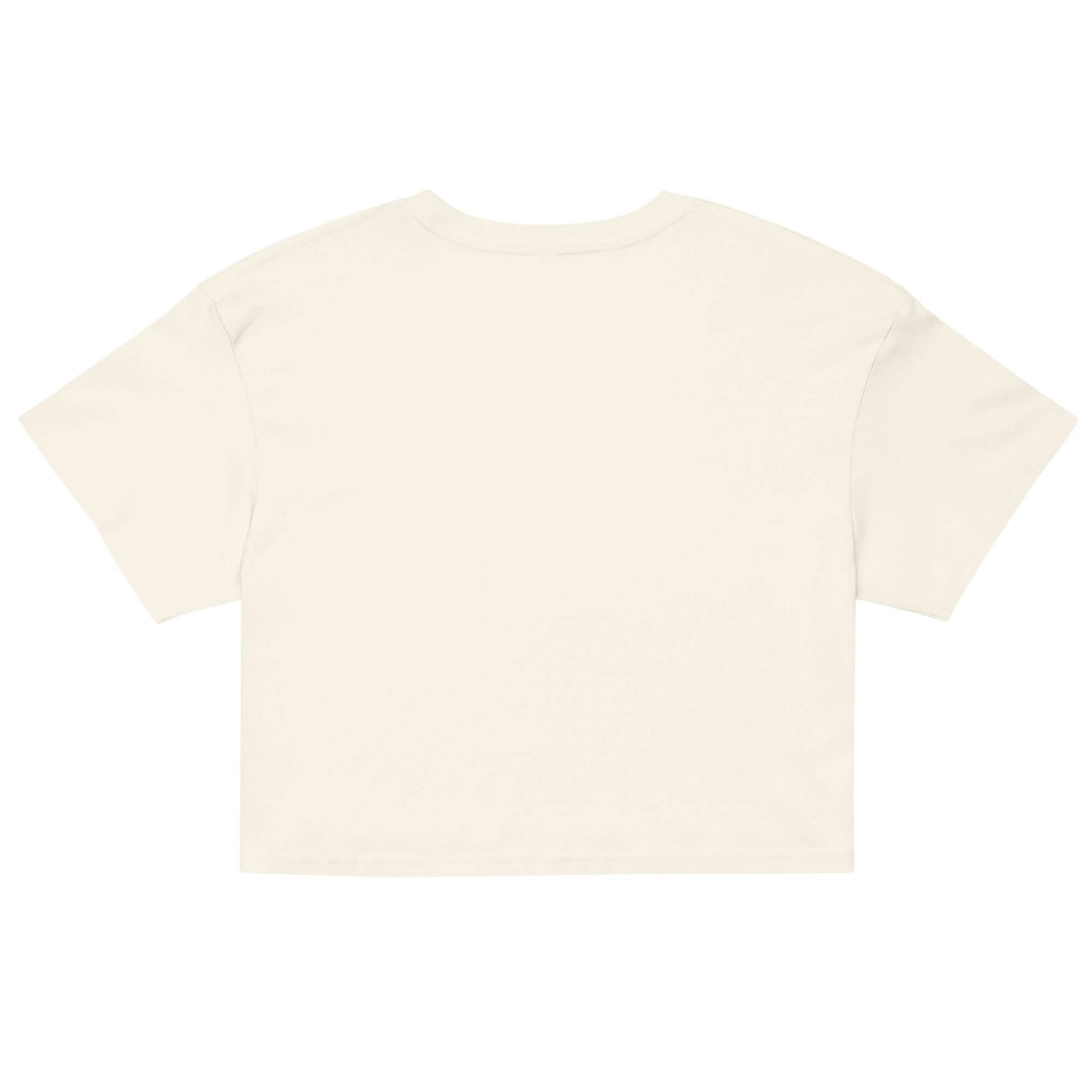 Back view of the Women's Peace, Love, Pickleball Crop Top in a light cream color.