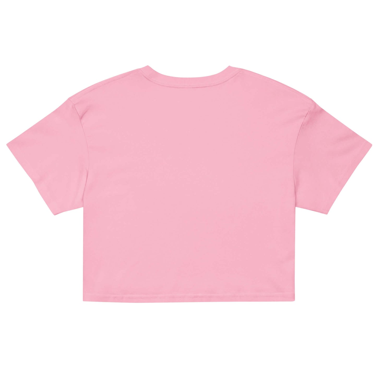 Back view of Women's Peace, Love, Pickleball Crop Top in pink, showcasing its stylish and comfortable design.