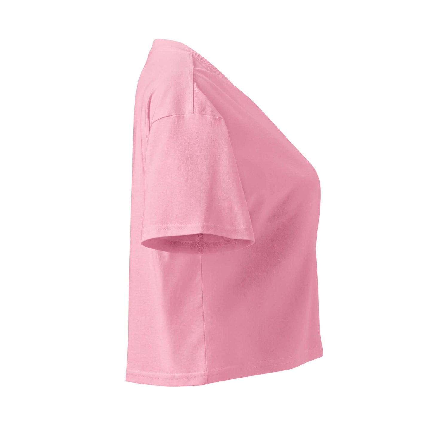 Side view of Women's Peace, Love, Pickleball Crop Top in pink, perfect for pickleball and casual outings.