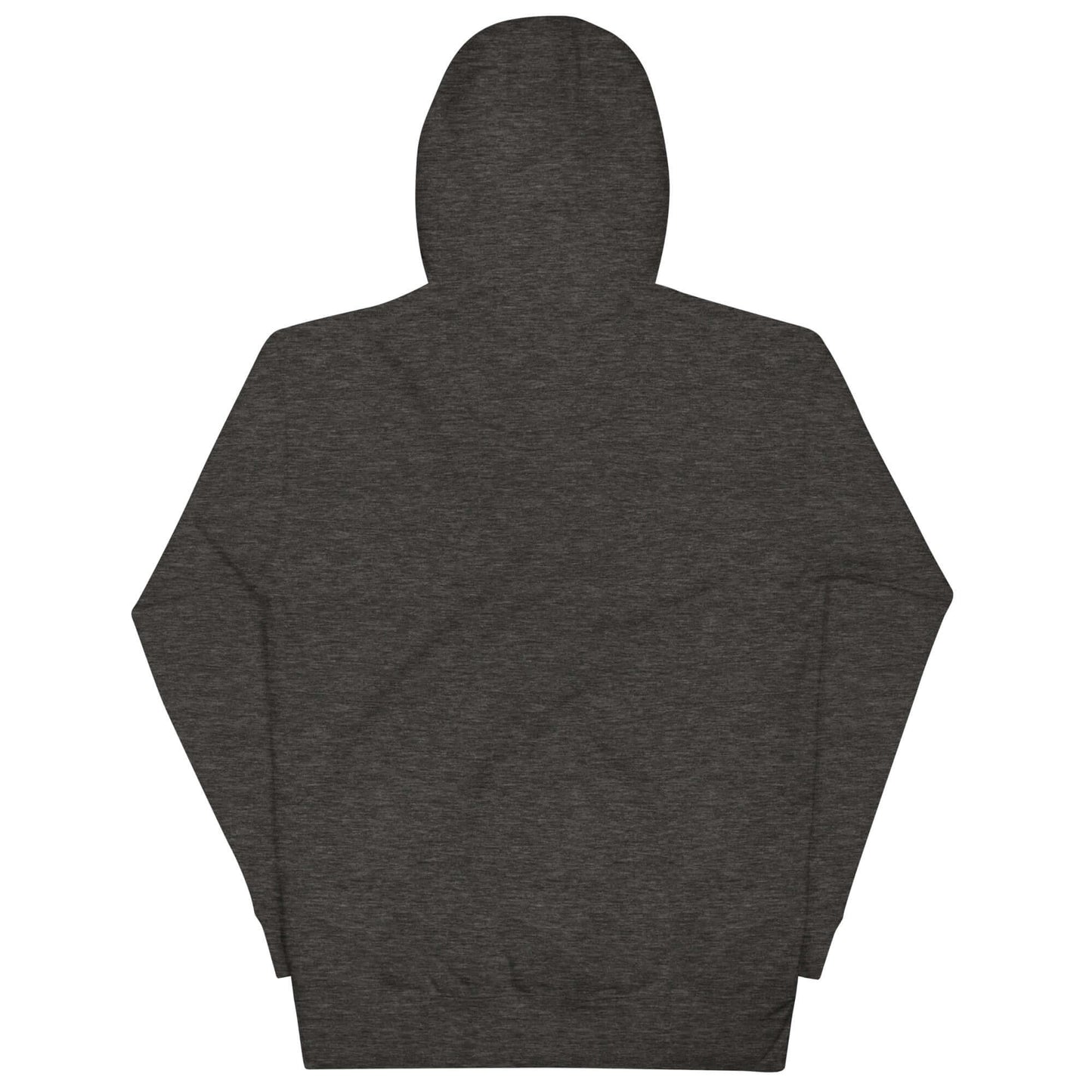 Back view of Women's Peace, Love, Pickleball Hoodie in dark heather gray fabric.