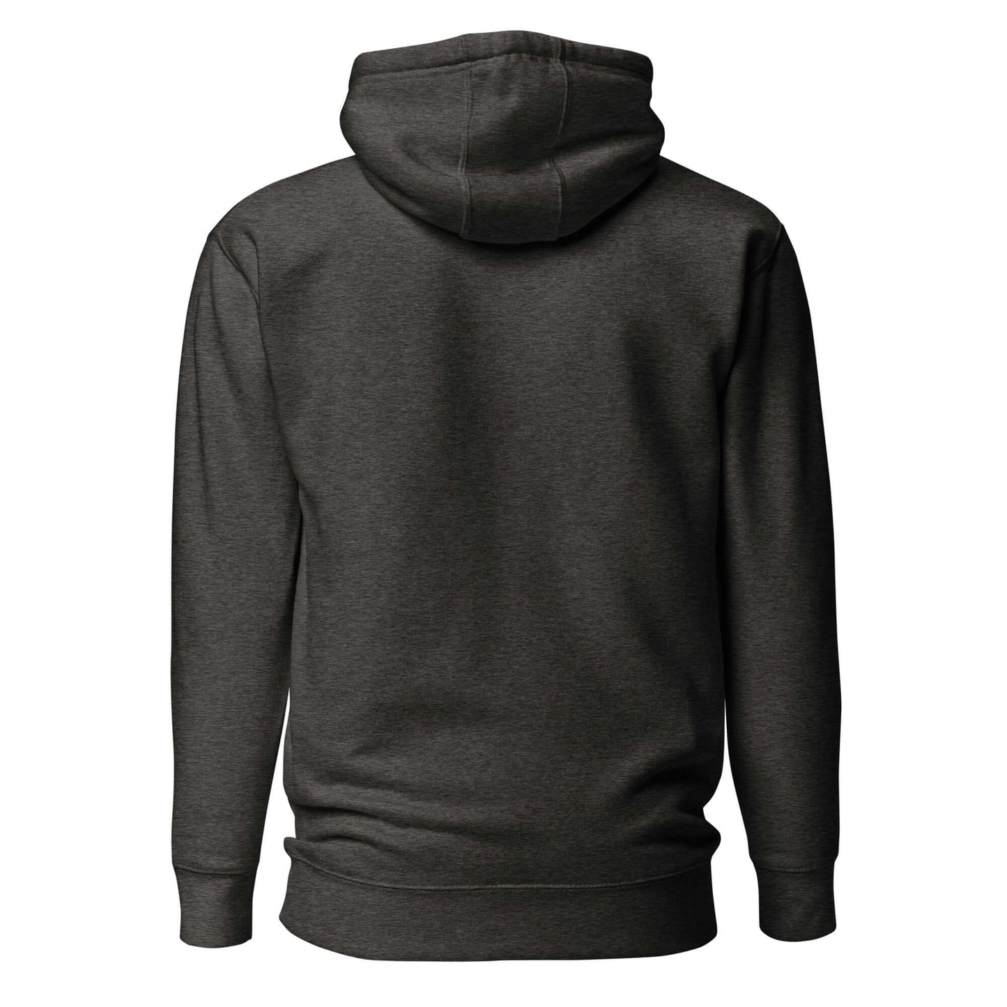 Back view of a women's dark gray hoodie, ideal for casual wear and showing off a love for pickleball.