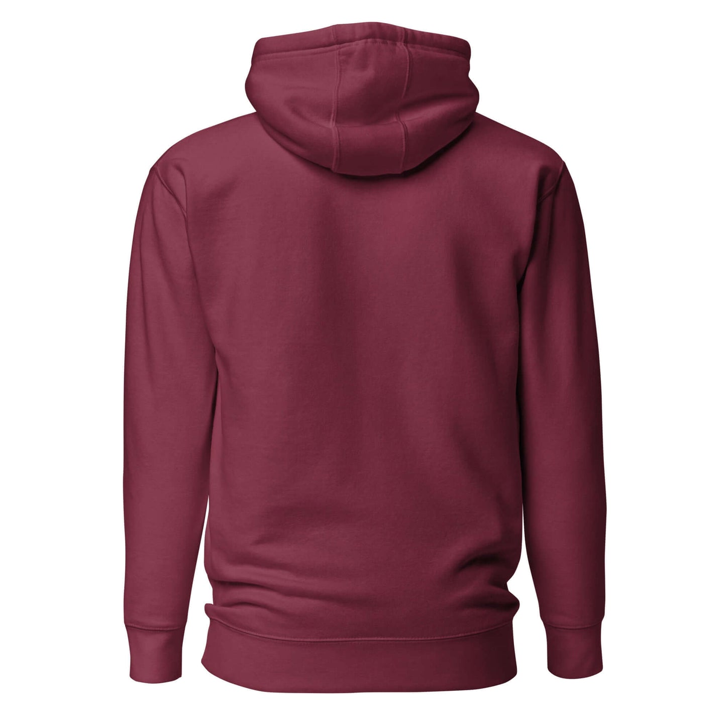 Back view of a Women's Peace, Love, Pickleball Hoodie in burgundy color, showcasing the cozy design and hood.