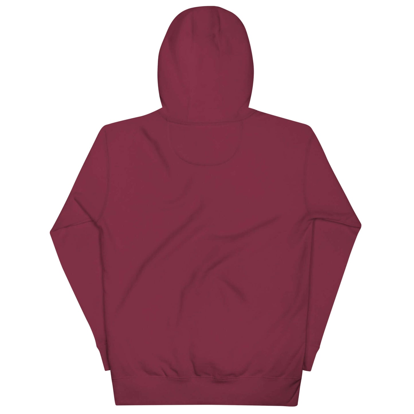 Back view of a maroon Women's Peace, Love, Pickleball Hoodie, perfect for chilly games and casual wear.