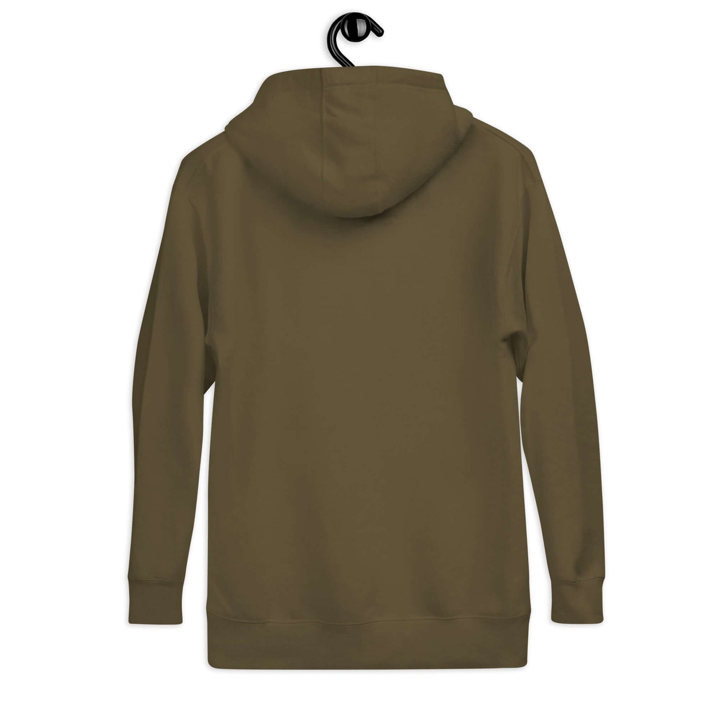 Back view of Women's Peace, Love, Pickleball Hoodie in olive green, featuring a cozy design perfect for casual wear.