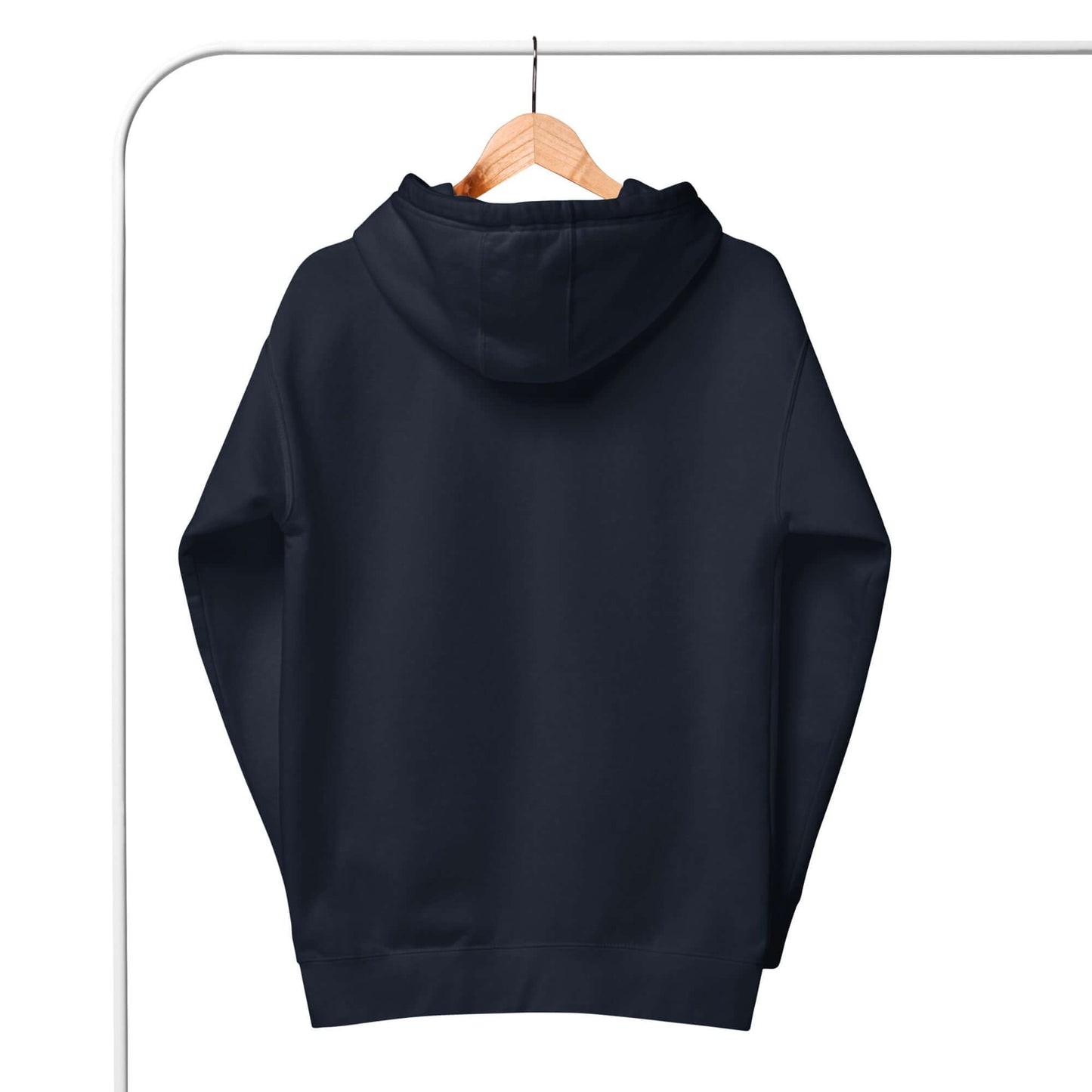 Back view of Women's Peace, Love, Pickleball Hoodie on a hanger, perfect for chilly games and casual wear.
