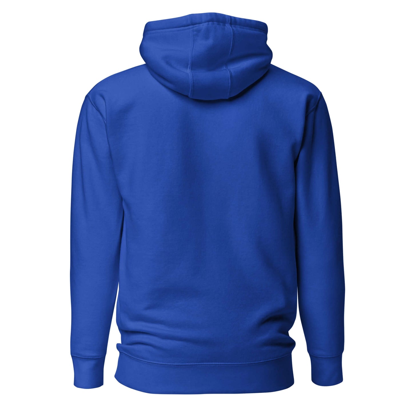 Back view of a women's blue hoodie, showcasing a snug fit ideal for pickleball enthusiasts.