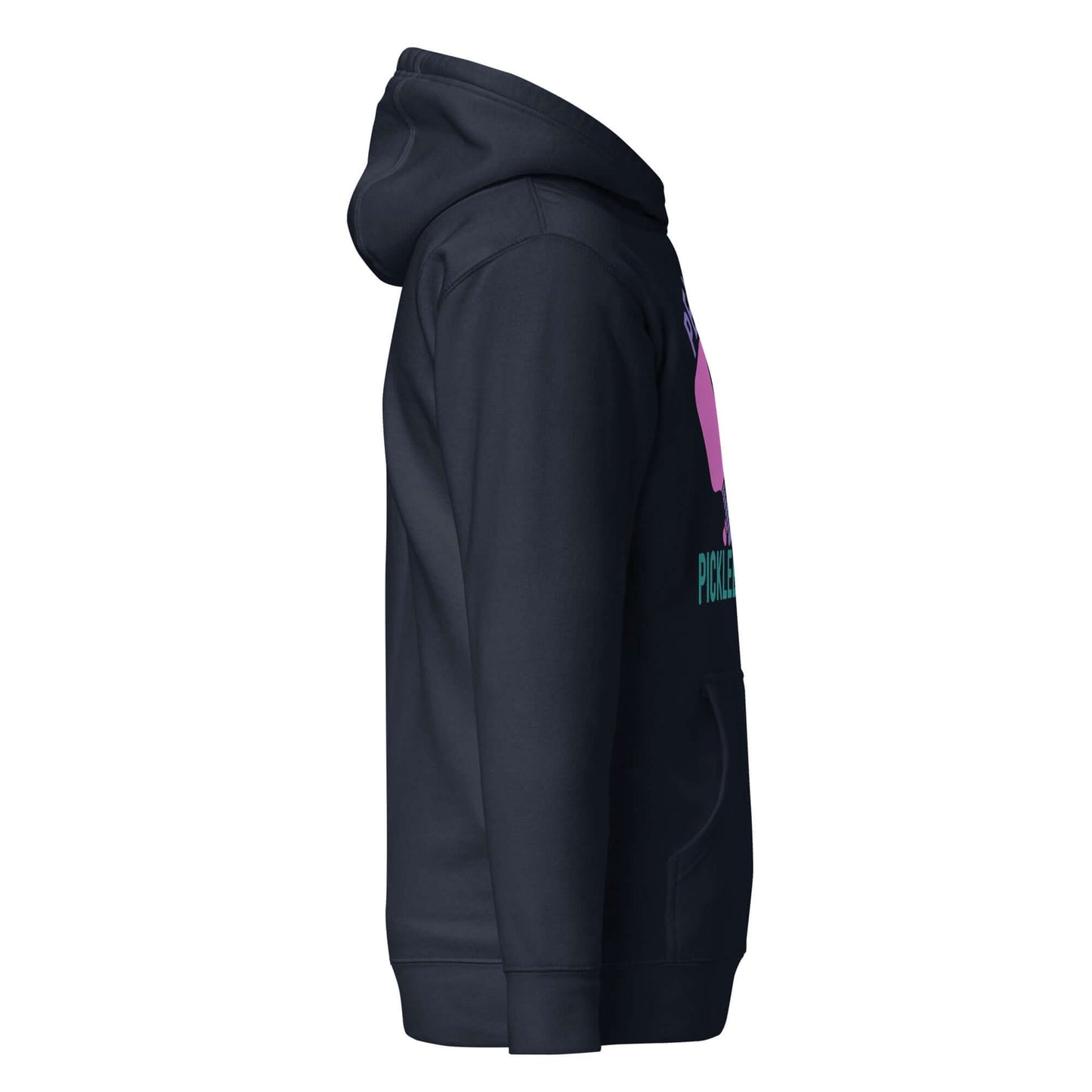 Side view of Women's Peace, Love, Pickleball Hoodie showcasing its stylish design and comfort.