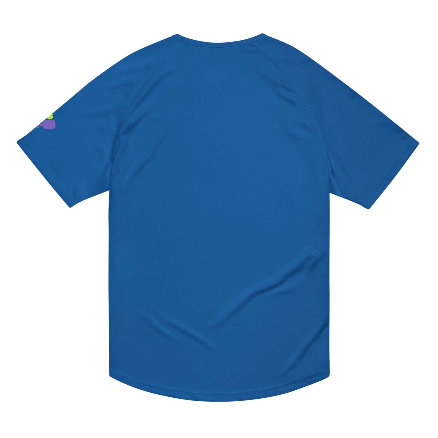 Back view of Women's Peace, Love, Pickleball Performance Shirt in blue color.