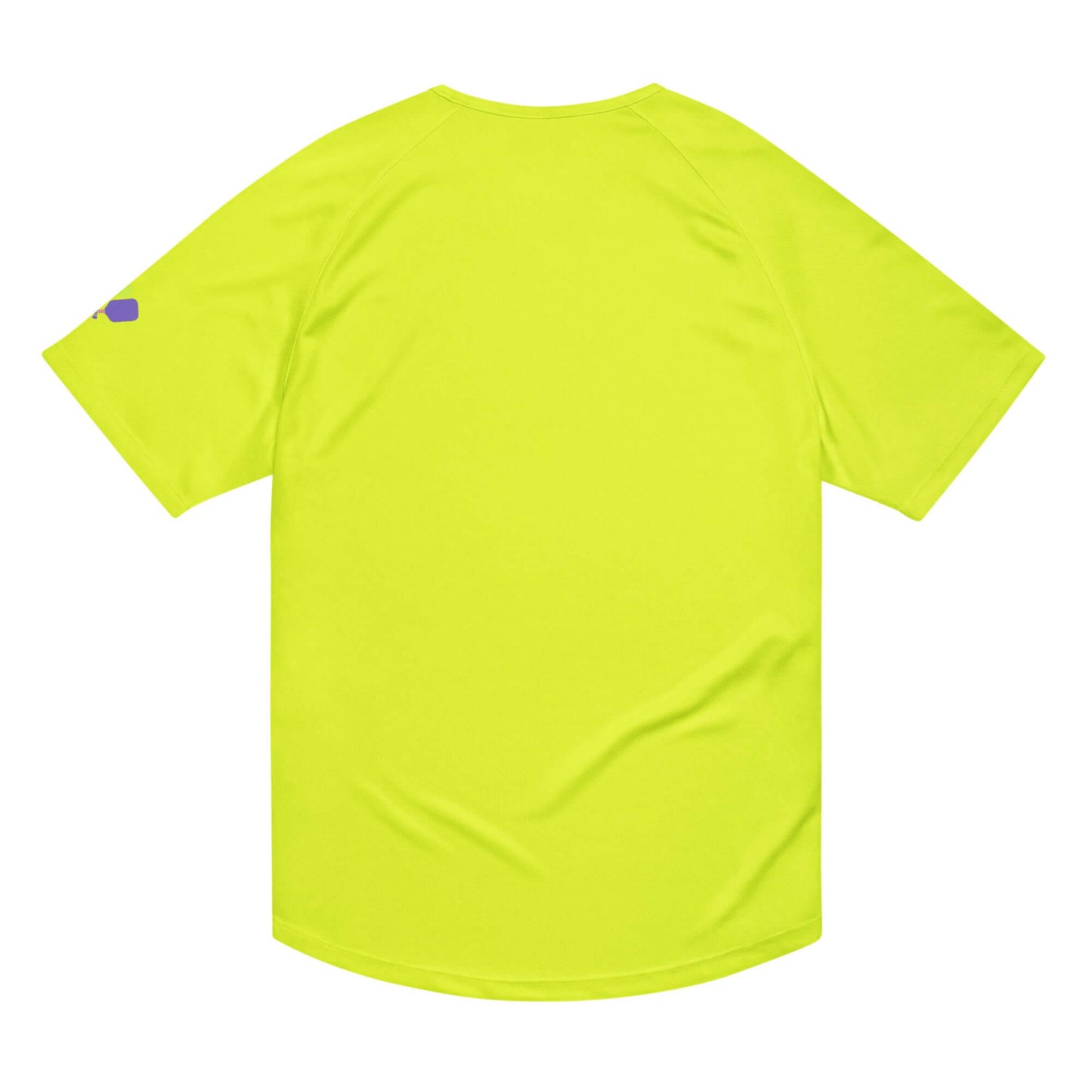 Back view of women's neon yellow performance shirt, ideal for pickleball enthusiasts.