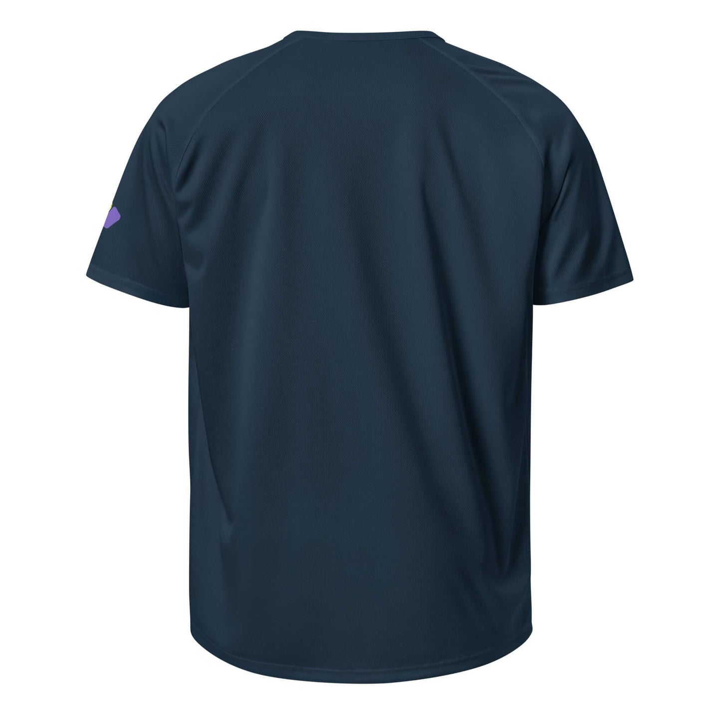 Back view of Women's Peace, Love, Pickleball Performance Shirt in navy, designed for comfort and style in sports.
