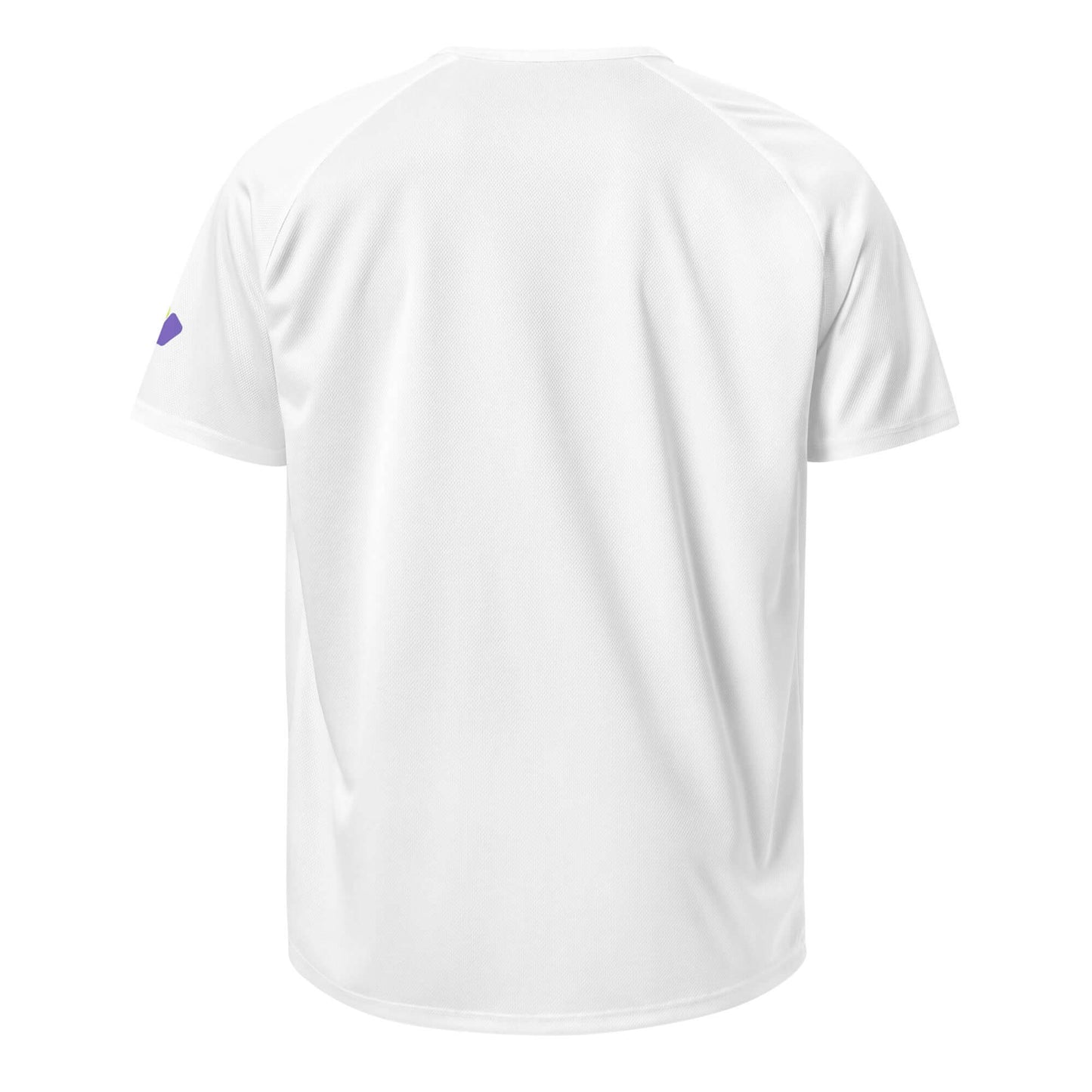 Back view of a Women's Peace, Love, Pickleball Performance Shirt in white, designed for comfort and style.