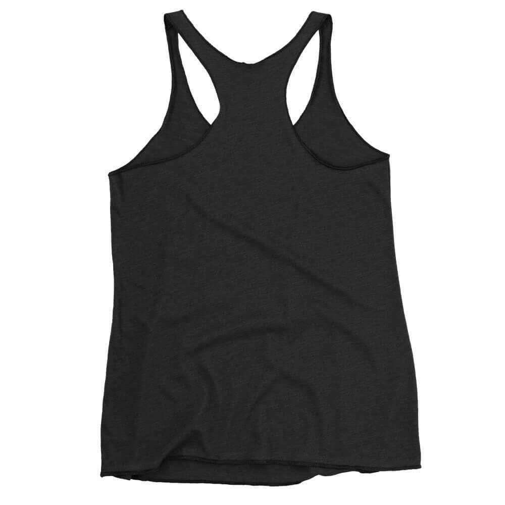 Black racerback tank top for women, perfect for pickleball and casual outings, showcases sleek and modern design.