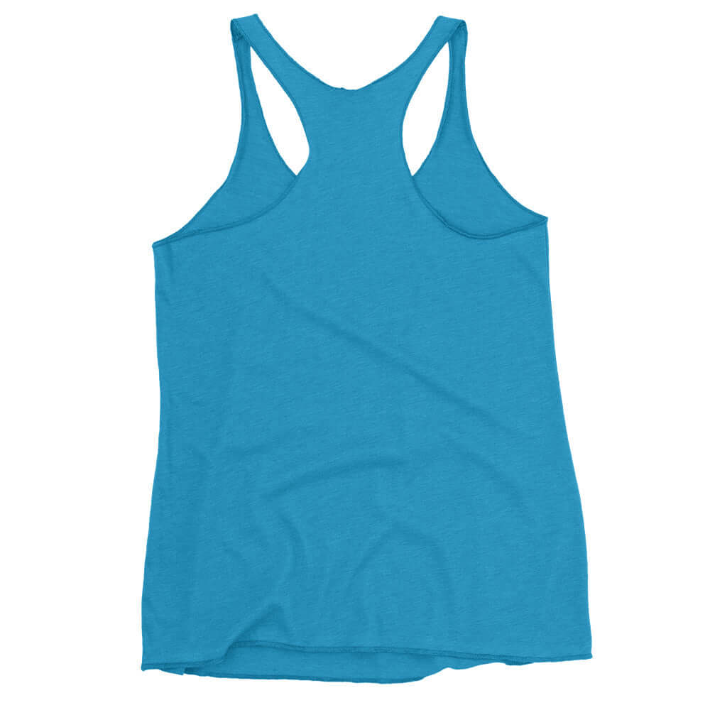 Women's blue racerback tank top, perfect for pickleball enthusiasts and active lifestyles.