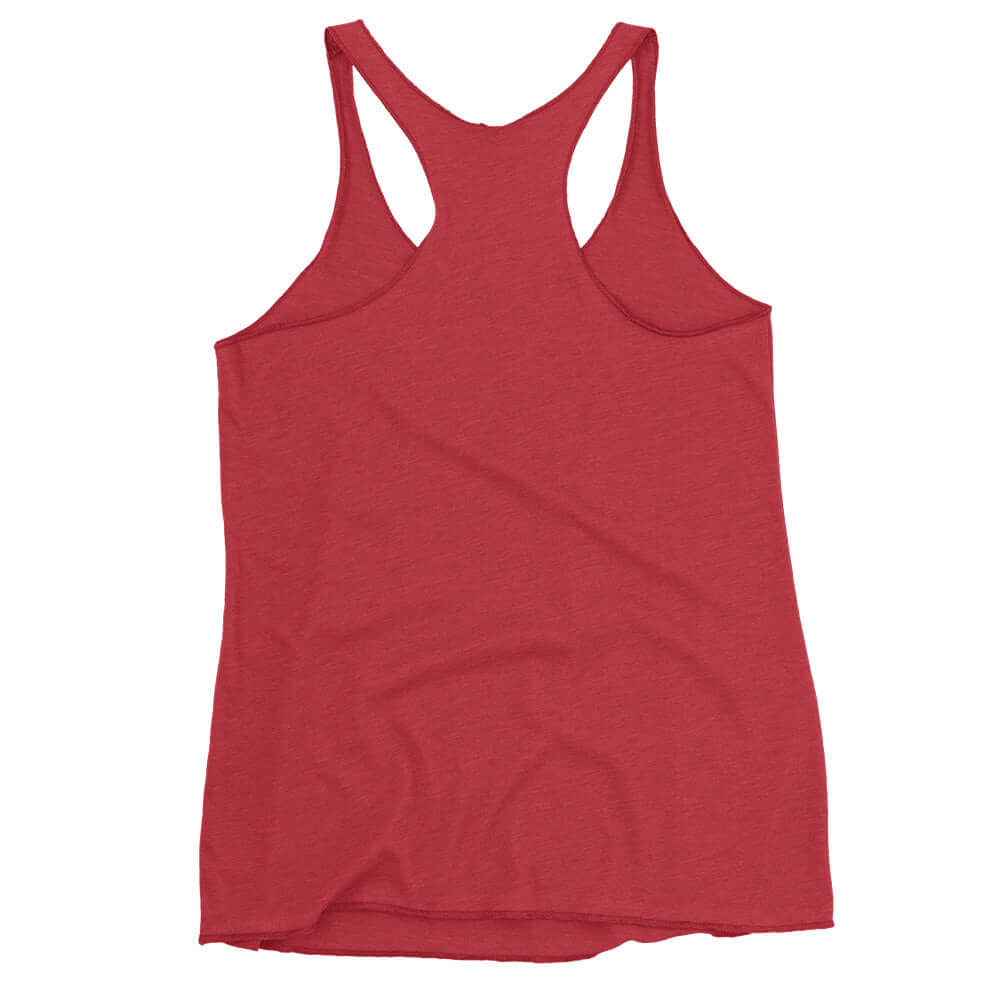 Red women's racerback tank top designed for comfort and style, perfect for pickleball lovers.