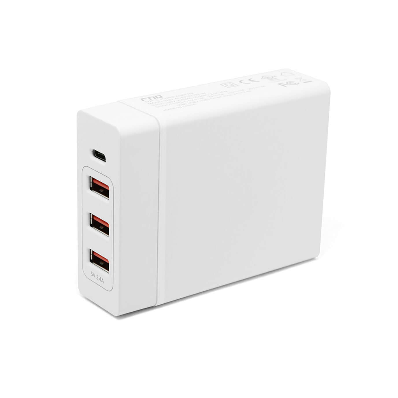 72W charging station with Type-C and three USB ports for fast charging cell phones and tablets