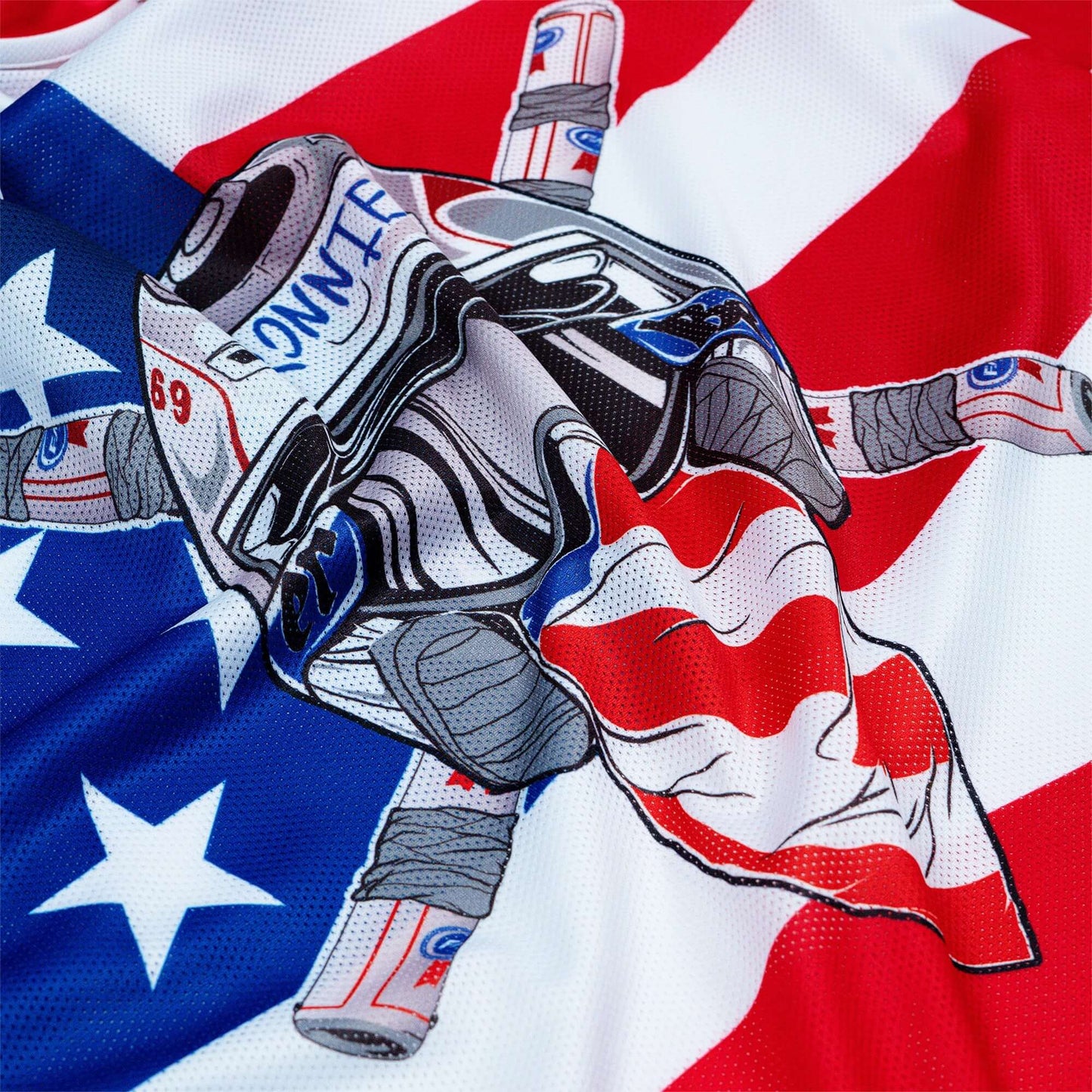 Crossbones Merica Jersey with American flag design and vented mesh fabric for optimal performance and style