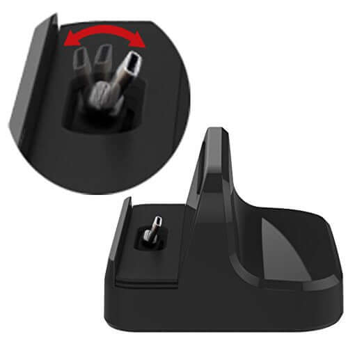 Type-C dock for cell phones with adjustable connector and fast charging capability.