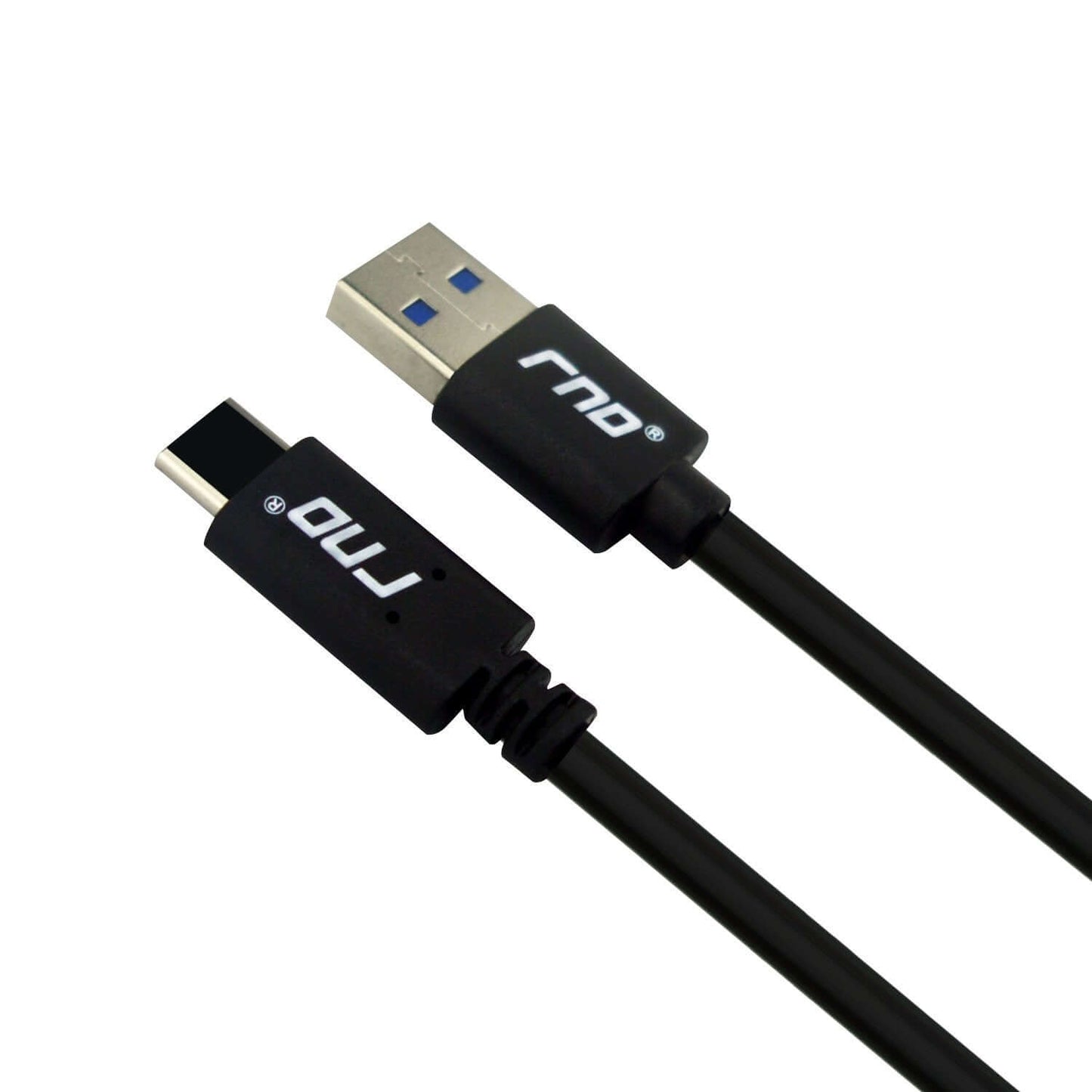 USB-C to USB-A cable by RND, black color, supports fast charging and 5Gbps data transfer speed.