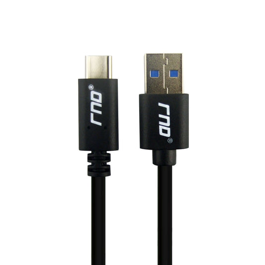 USB-C to USB-A cable by RND for fast charging and 5Gbps data transfer, featuring reversible Type-C connector and compatibility.