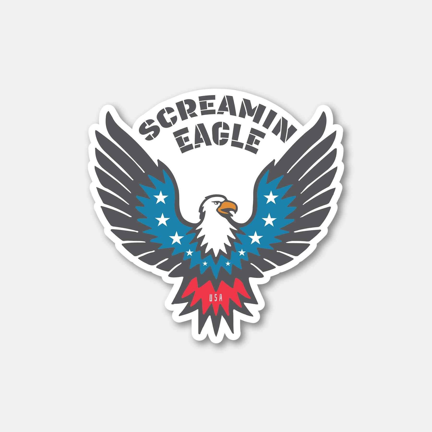 Screamin Eagle Bird Sticker with USA-themed design and stars, emblem of American-made dirt bikes, bold and iconic logo.