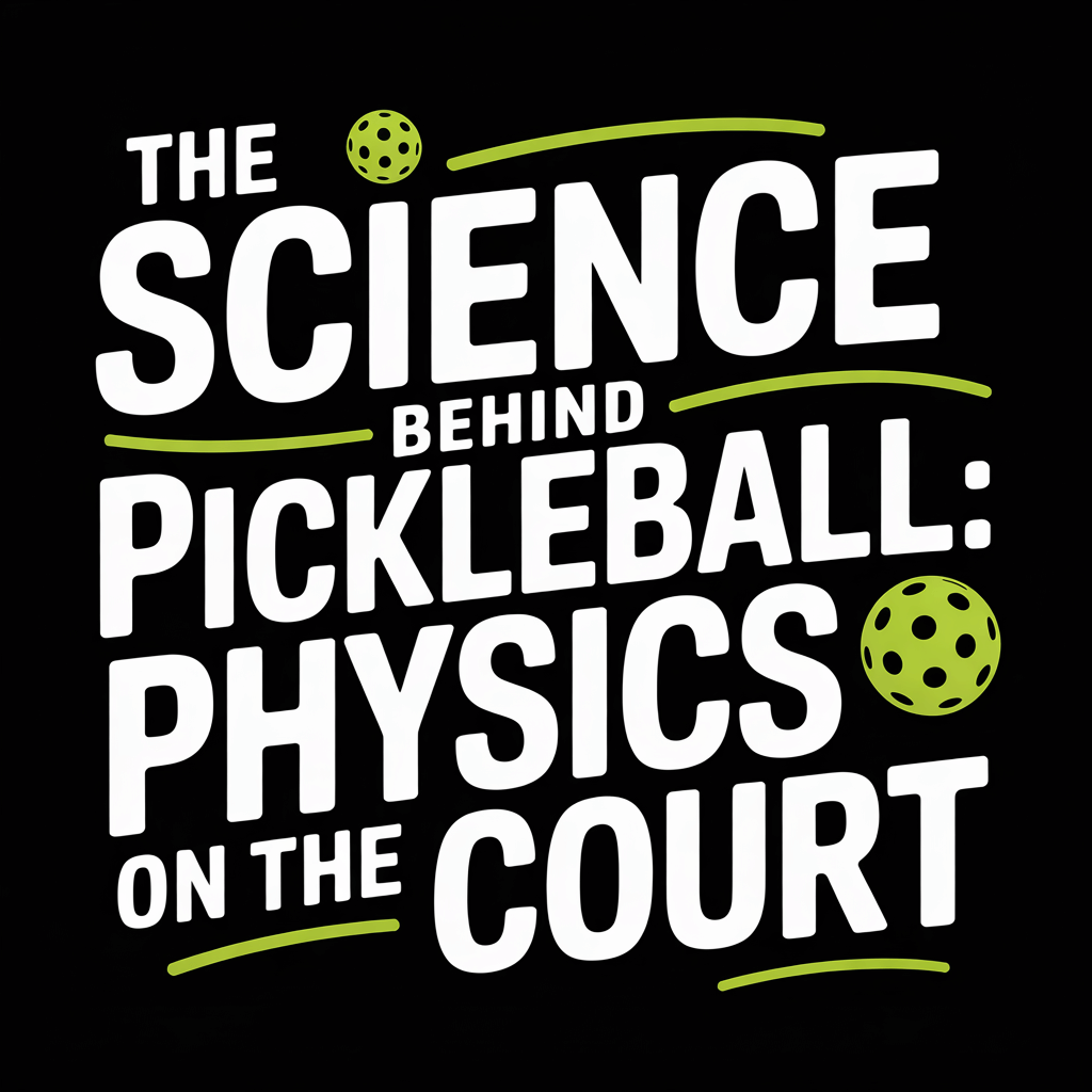 The Science Behind Pickleball: Physics on the Court title graphic featuring bold text and pickleball icons.